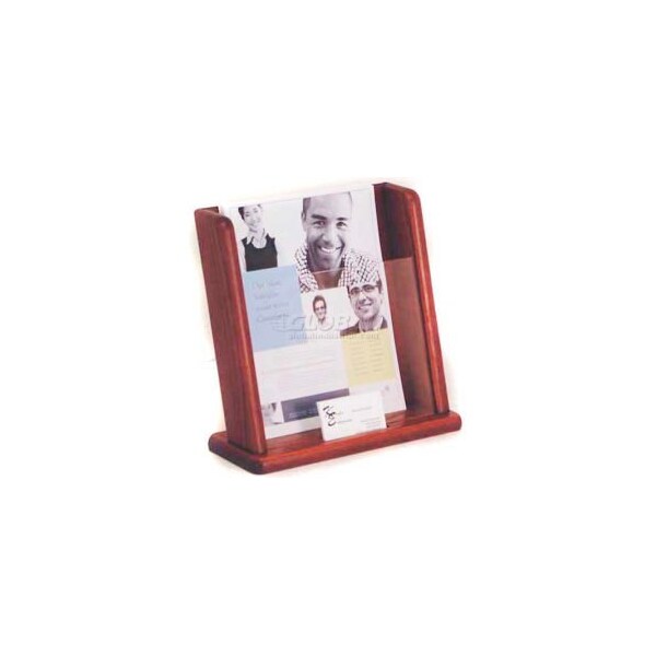 Wooden Mallet Countertop Literature Display with Business Card Pocket, Mahogany LHT1MH - main
